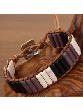 Bohemian Stone and Leather Chakra Yoga Bracelet Unisex